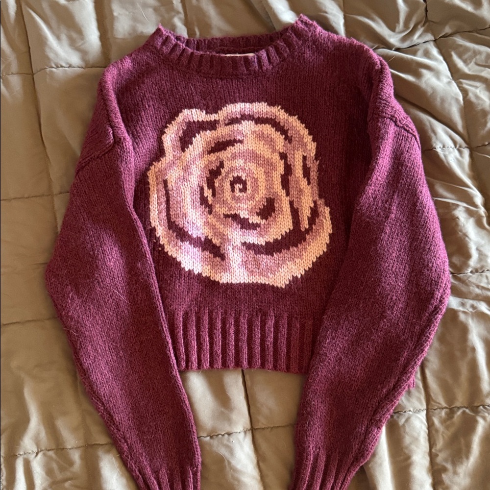 Maroon Cropped Sweater